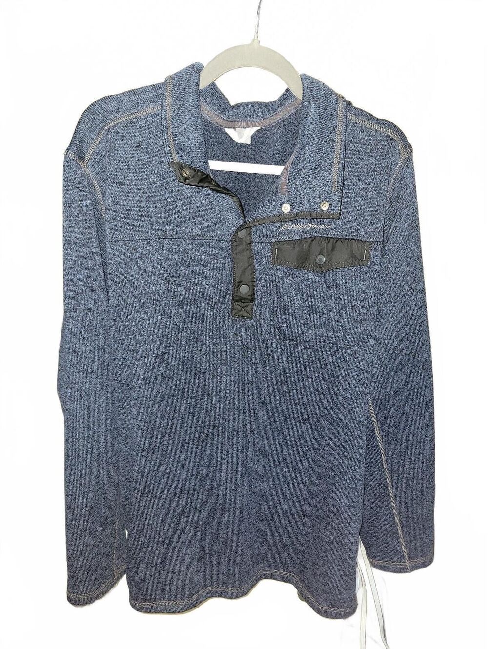 Eddie Bauer Half Button Up Pullover Sweater Convector Fleece Snap 3XL Blue